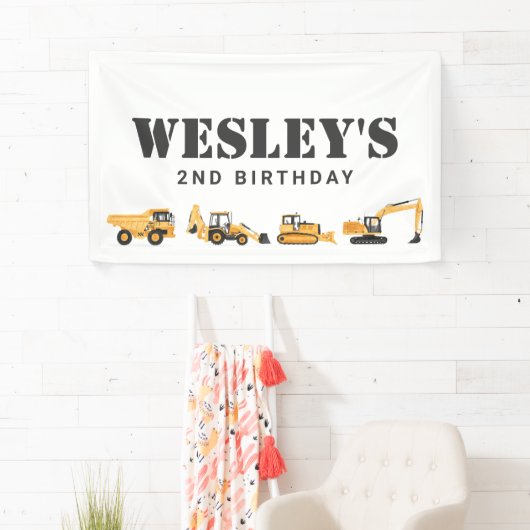 Boudewijnbouwvoertuigen Jongens Verjaardag Spandoek (Insitu)