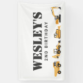 Boudewijnbouwvoertuigen Jongens Verjaardag Spandoek (Verticaal)