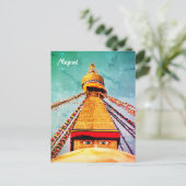 Boudhanath Stupa, Buddha Eyes, Nepal Briefkaart (Staand voorkant)