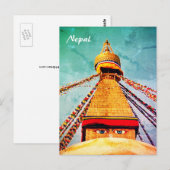 Boudhanath Stupa, Buddha Eyes, Nepal Briefkaart (Voorkant / Achterkant)