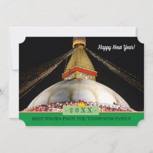 Boudhanath Stupa & Happy New Year! Kaart/20XX Feestdagenkaart