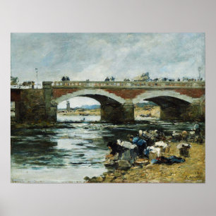 Boudin - Laundresses nabij Bridge 1883 Poster