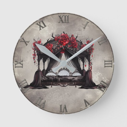 Boudoir | Bladerdak Sjaal Oude Victoriaanse Poster Ronde Klok (Voorkant)