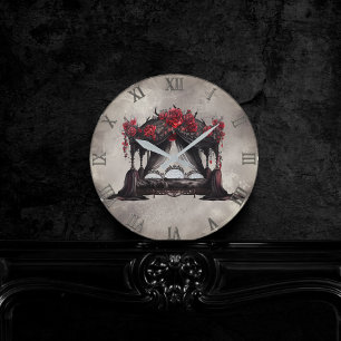 Boudoir   Bladerdak Sjaal Oude Victoriaanse Poster Ronde Klok