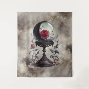 Boudoir Crystal Ball Crescent Moon Red Roses Wandkleed