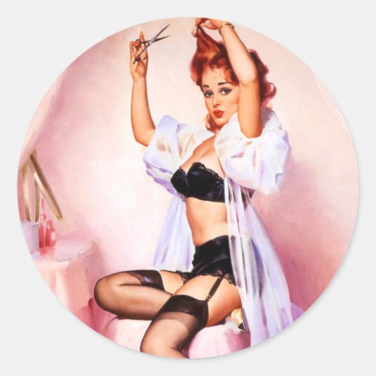 Boudoir Pin Up Ronde Sticker (Voorkant)