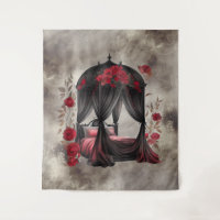 Boudoir | Sjaal luifel Oude Antieke Posters bed