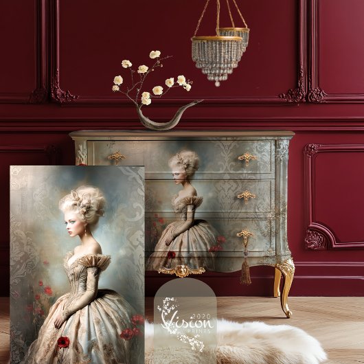 Bouffant Blooms, Rococo Elegance Portretkunst Tissuepapier