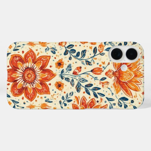 Bouffée de fleurs rétro - IPhone 16 Coque (Verso (horizontal))