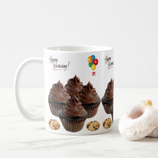 Boug de chocolat Joyeux Anniversaire Mug (Avec donut)