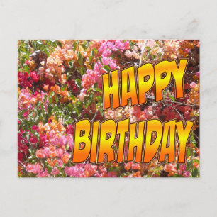 Bougainvillea Anniversaire Carte postale Orange