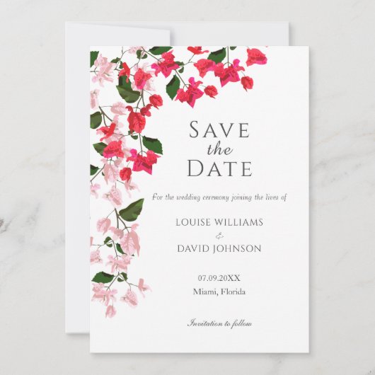 Bougainvillea Bewaar de Datum uitnodiging kaart (Voorkant)