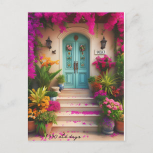 bougainvillea bloem 1990 oude dagen briefkaart