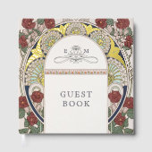 Bougainvillea Bourgondië Gouden bruiloft Art Nouve Gastenboek (Voorkant)
