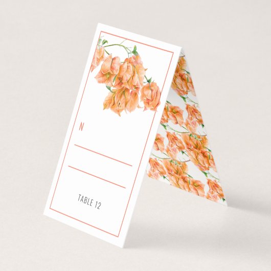Bougainvillea corail mariage places cartes de tent (Back)