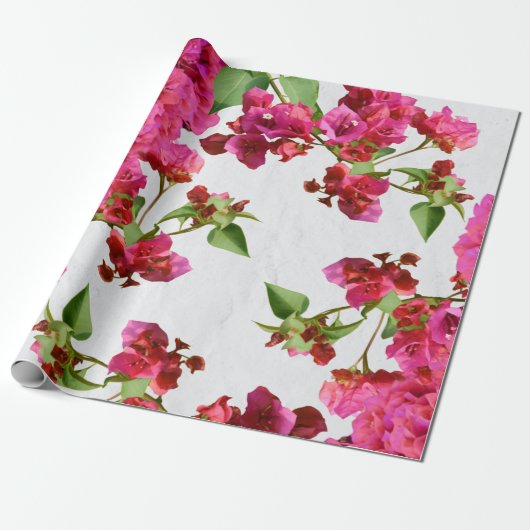 Bougainvillea Floral — Grieks eiland Cadeaupapier (Uitgerold)