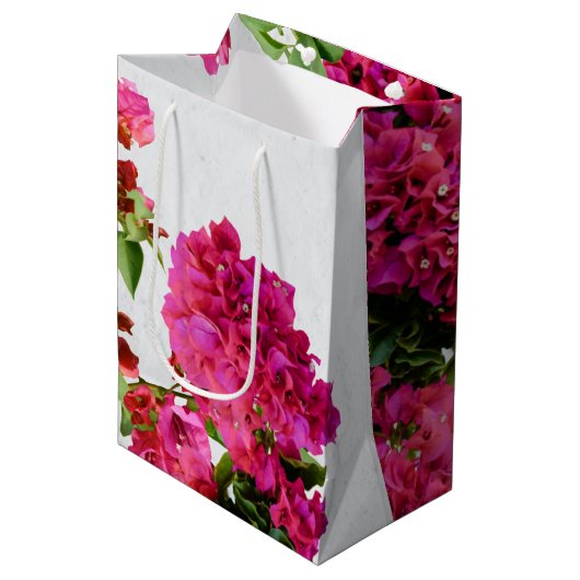 Bougainvillea Floral — Grieks eiland Medium Cadeauzakje (Voorkant Gekanteld)