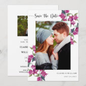 Bougainvillea Floral Photo Wedding Save the Date (Voorkant / Achterkant)