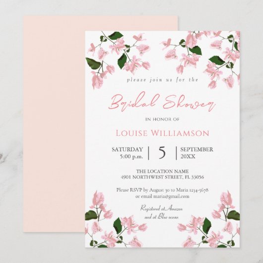 Bougainvillea Flower Bridal Shower Kaart (Voorkant / Achterkant)