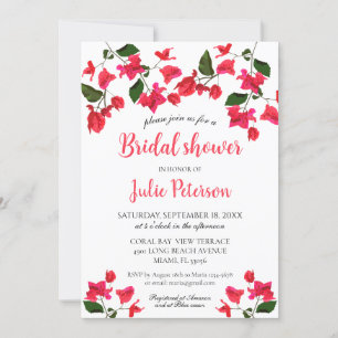 Bougainvillea Flower Bridal Shower Kaart