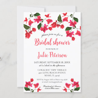 Bougainvillea Flower Bridal Shower Kaart