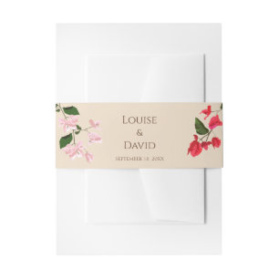 Bougainvillea Flower Wedding Belly Band Uitnodigingen Wikkel