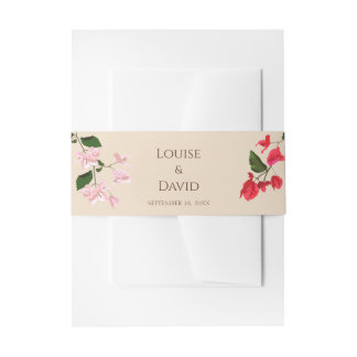 Bougainvillea Flower Wedding Belly Band Uitnodigingen Wikkel
