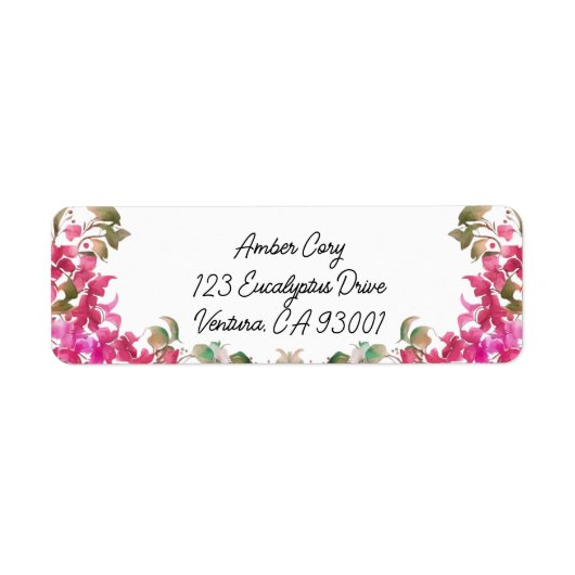 Bougainvillea Flowers Waterverf Magenta Label (Voorkant)