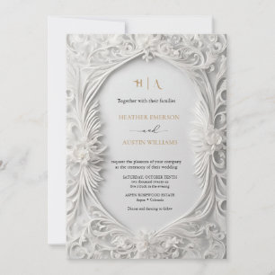 Bougainvillea Green Gold Wedding Art Nouveau Mucha Kaart