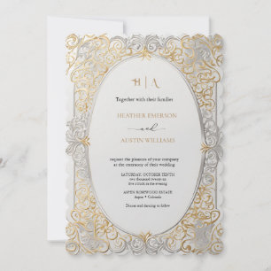 Bougainvillea Green Gold Wedding Art Nouveau Mucha Kaart