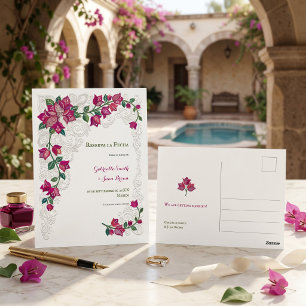 Bougainvillea Kant Art Nouveau Reserva la Fecha Briefkaart