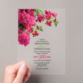 Bougainvillea Mediterranean Greek Island Wedding Acryl Uitnodigingen (Insitu (Draagbaar))