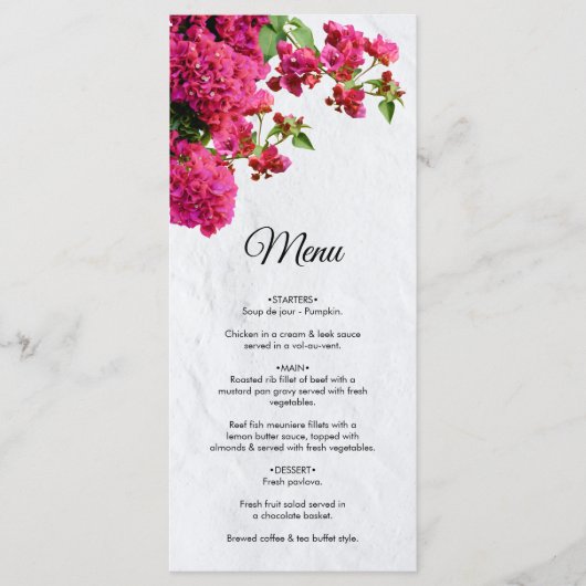 Bougainvillea Mediterranean Greek Island Wedding Menu (Voorkant)