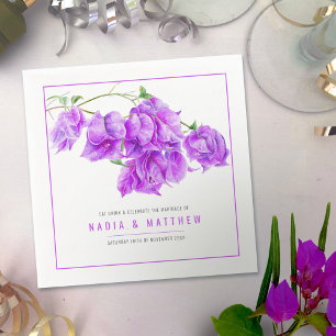 Bougainvillea paarse mauve waterverf bruiloft servet