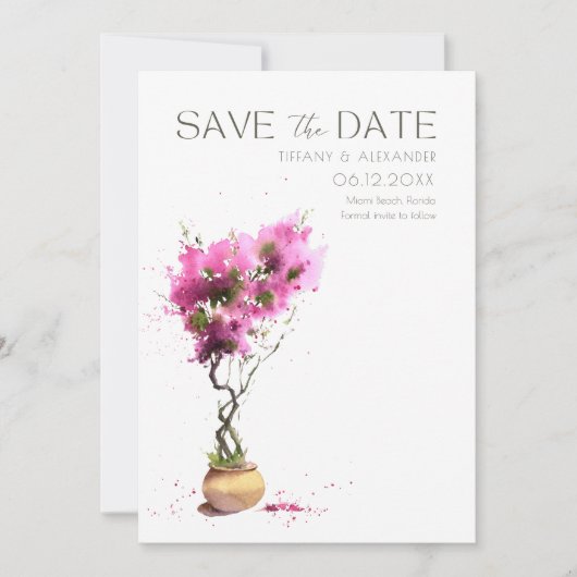 Bougainvillea Photo Summer Wedding Save The Date (Voorkant)