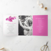 Bougainvillea roze bloemetjes waterverf bruiloft drieluik programma (Binnen)