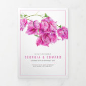 Bougainvillea roze bloemetjes waterverf bruiloft drieluik programma (Cover)