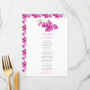 Bougainvillea roze paarse waterverf bruiloft menu