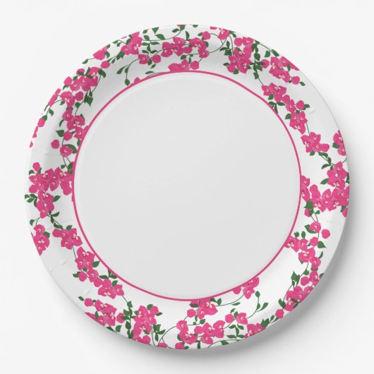 Bougainvillea Santorini Grieks / Spaans thema Papieren Bordje (Voorkant)