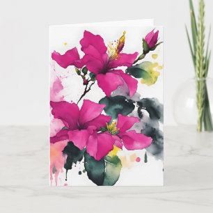 Bougainvillea - Waterverf bloemen Kaart