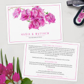 Bougainvillea waterverf roze bruiloft details informatiekaartje