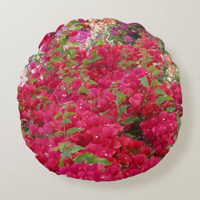 Bougainvilliers colorés Fleurs Coussin ronde (Devant)