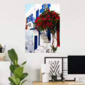 Bougainvilliers devant une maison, Grèce POSTER (Bureau à domicile)