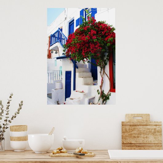 Bougainvilliers devant une maison, Grèce POSTER (Cuisine)