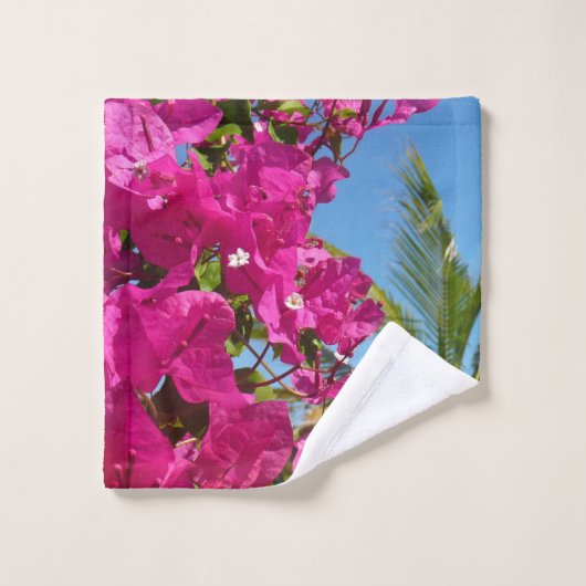Bougainvilliers et palmiers paysage tropical (Gant de toilette)