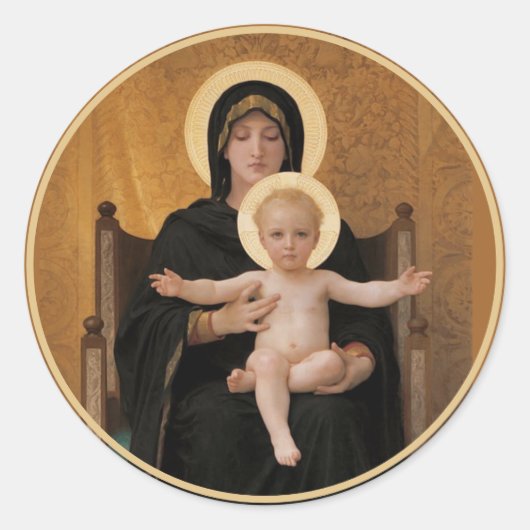 Bougereau Virgin en Child Ronde Sticker (Voorkant)