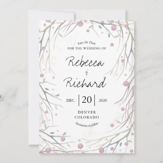 Bouges d'aquarelle en blanc Enregistrer la carte d (Devant)