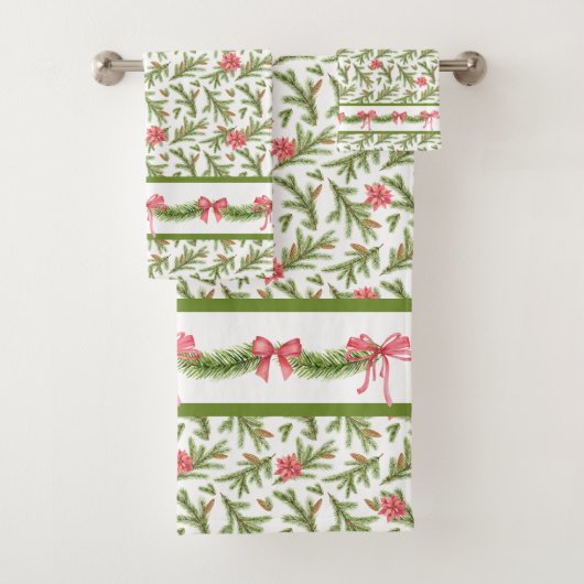 Bouges De Pins, Pinecones Et Poinsettias Serviette (En situation)