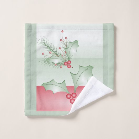 Boughes de Noël vert vif rose (Gant de toilette)