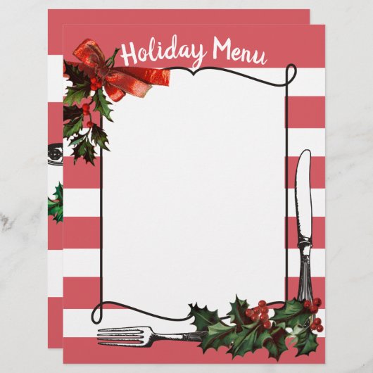 Boughs de Noël saint menu en-tête (Devant / Derrière)